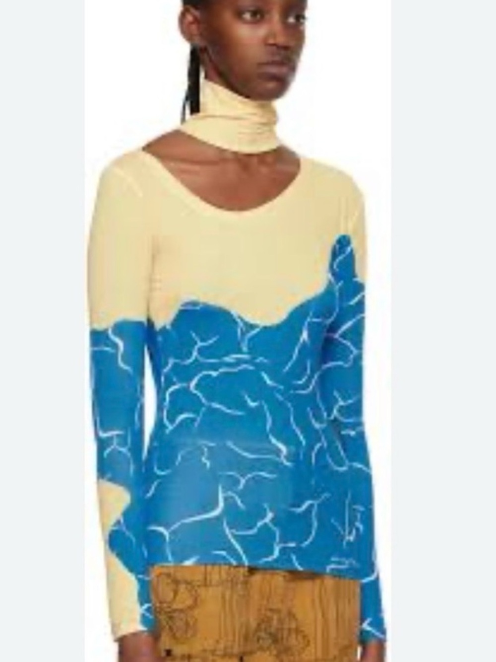 Andersson Bell Water Wave turtleneck Top in yellow and blue size medium